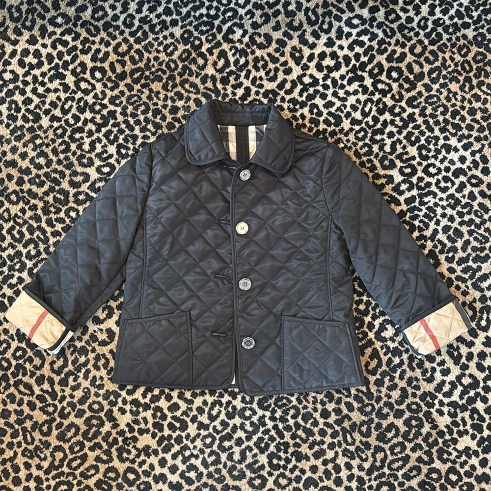 Burberry Children Black Diamond Quilted Jacket in size 5 youth